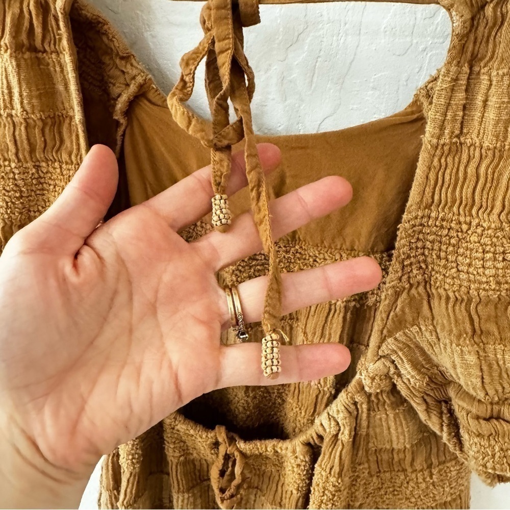 Free People Bask in the Sun Tunic Babydoll Textures Open Back Dress XS - Picture 9 of 14